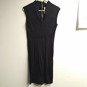 Black v-neck, zip-back dress